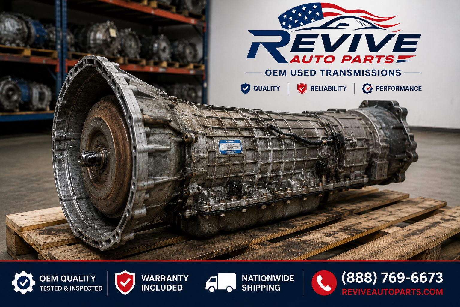 OEM used transmission available from Revive Auto Parts